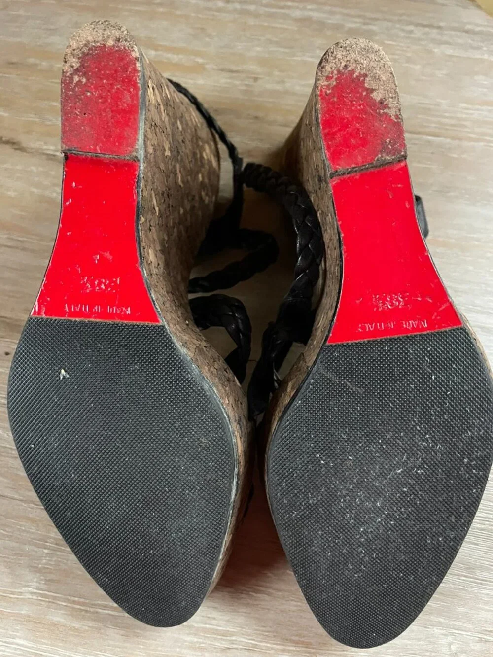 Christian Louboutin  black leather Marilou wedge platform